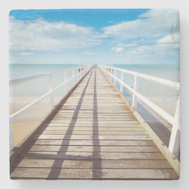 Tropical Beach Pier Steinuntersetzer (Vorderseite)