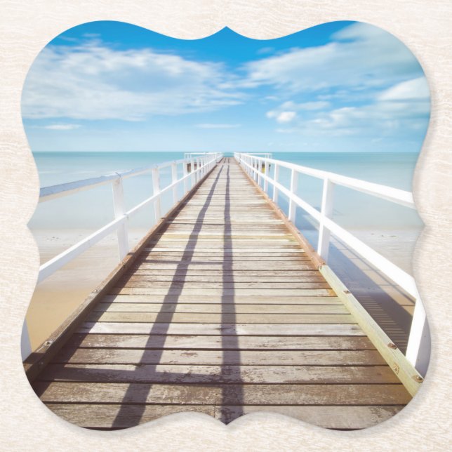 Tropical Beach Pier Untersetzer (Vorderseite)