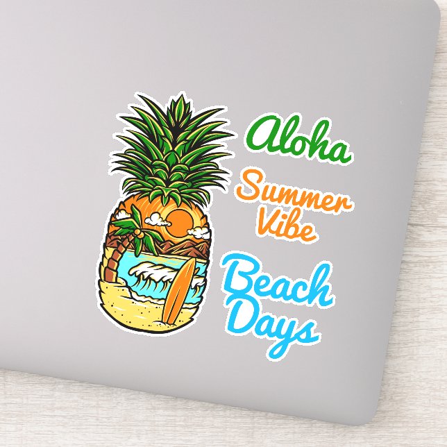 Tropical Beach Pineapine Vinyl Stickers Aufkleber (Detail)