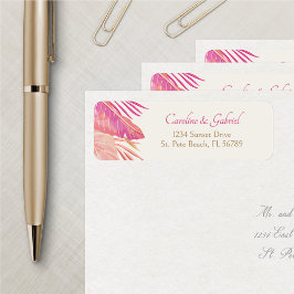 Tropical Beach Pink Address Label