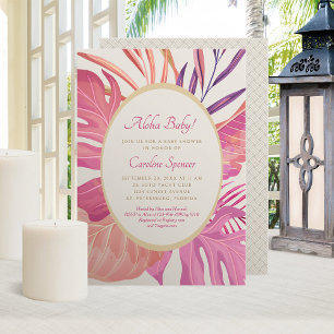 Tropical Beach Pink Baby Dusche Einladung