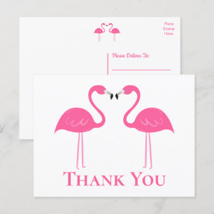 Tropical Beach Pink Flamingo Wedding Vielen Dank Postkarte