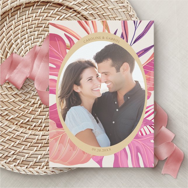 Tropical Beach Pink Wedding retten Sie das Datum Save The Date (Von Creator hochgeladen)