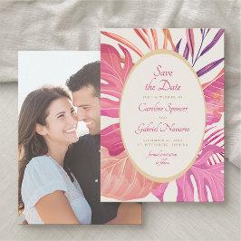 Tropical Beach Pink Wedding retten Sie das Datum Save The Date