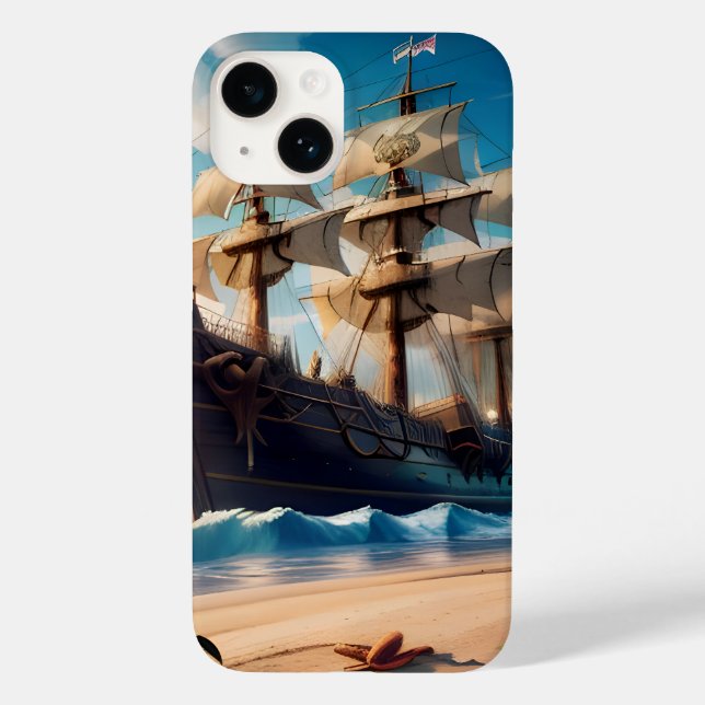 Tropical Beach Pirate Ship Case-Mate iPhone Hülle (Rückseite)
