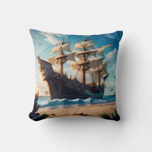 Tropical Beach Pirate Ship Kissen