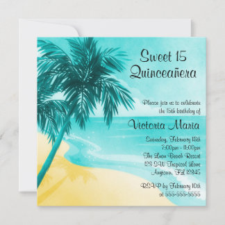 Tropical Beach Quinceanera Einladungen zum Geburts