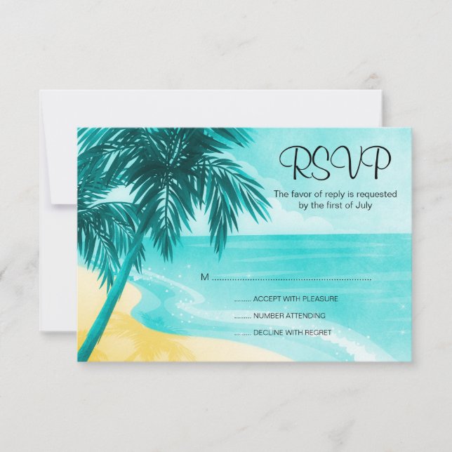 Tropical Beach Response Card RSVP Karte (Vorderseite)