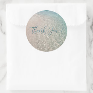 Tropical Beach Round Wedding Danke Stickers