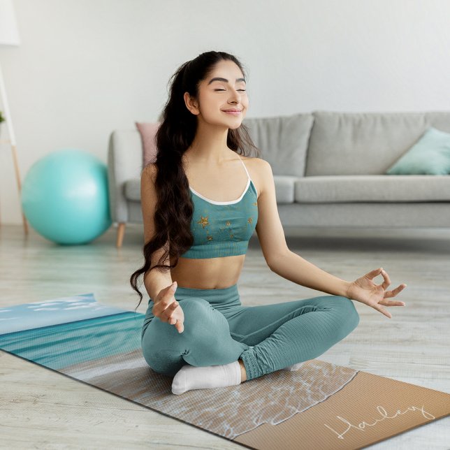 Tropical Beach Sand Ocean Individuelle Name Yogamatte (Von Creator hochgeladen)