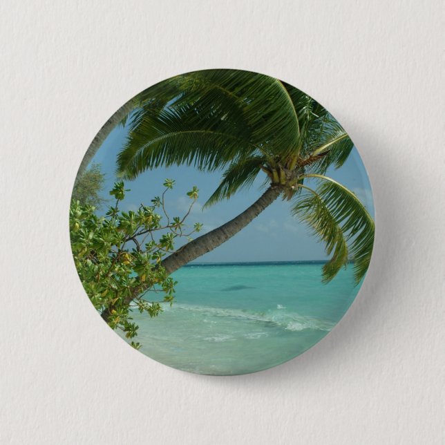 Tropical Beach Sand Sun Water Ocean Waves Surfen K Button (Vorderseite)