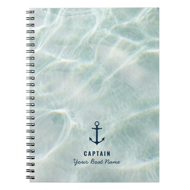 Tropical Beach & Sandy Nautical Custom Bootname Notizblock (Vorderseite)