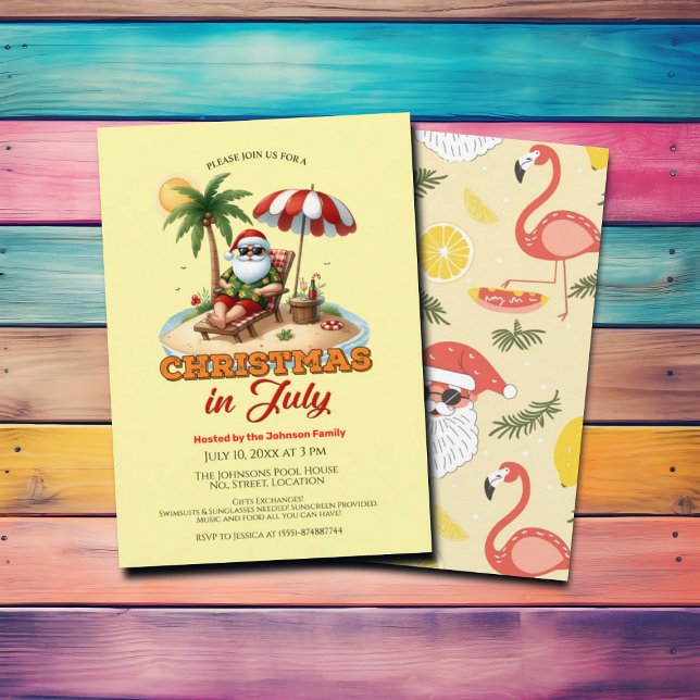 Tropical Beach & Santa Christmas im Juli Party Einladung (Von Creator hochgeladen)