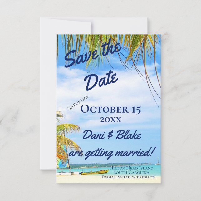 Tropical Beach Save the Date (Vorderseite)