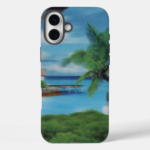 Tropical Beach Scene Art Print iPhone 16 Plus Hülle
