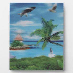 Tropical Beach Scene Art Print Fotoplatte
