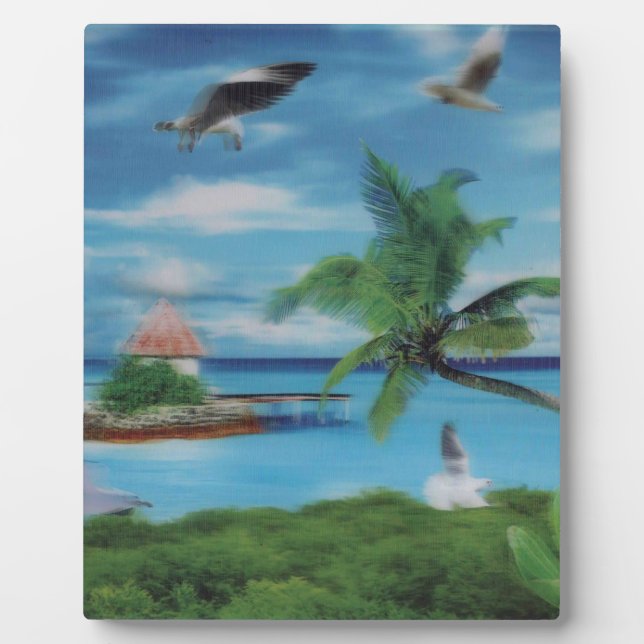 Tropical Beach Scene Art Print Fotoplatte (Vorderseite)