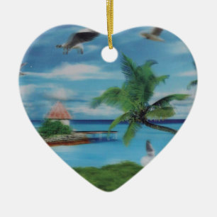 Tropical Beach Scene Art Print Keramikornament