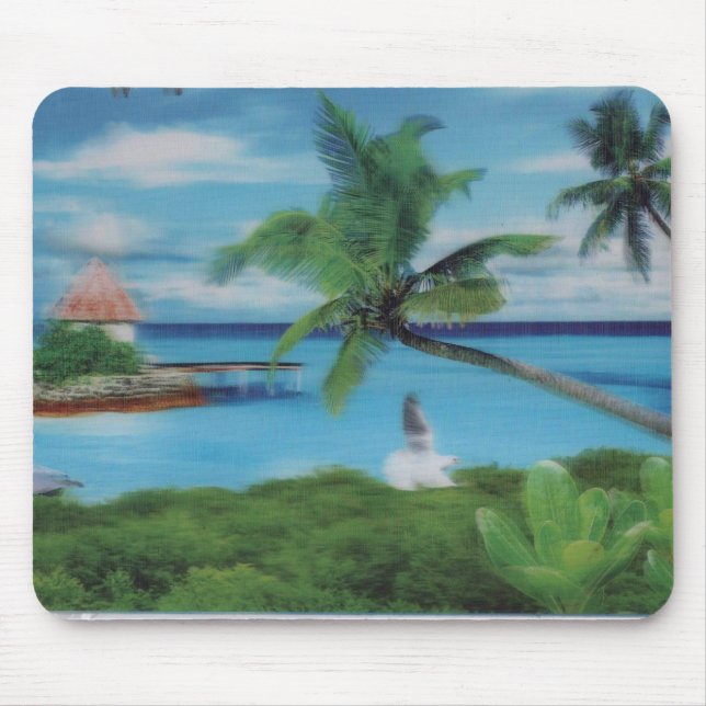 Tropical Beach Scene Art Print Mousepad (Vorne)
