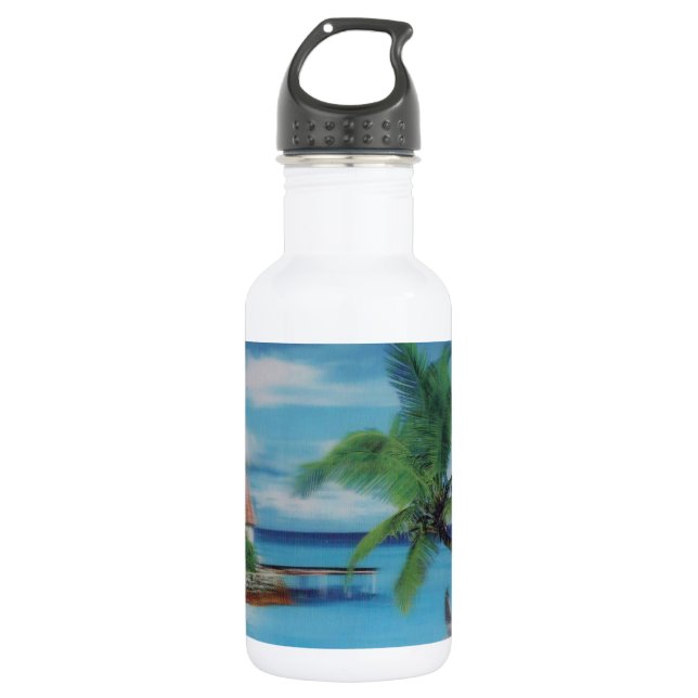 Tropical Beach Scene Art Print Trinkflasche (Vorderseite)