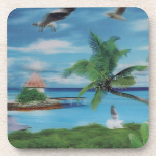 Tropical Beach Scene Art Print Untersetzer