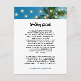 Tropical Beach Script Palm Lights Hochzeiten Detai Begleitkarte