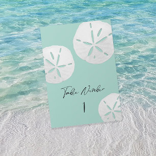 Tropical Beach Sea Glass & White Sand Dollars Tischnummer