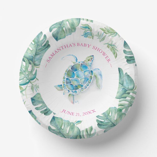 Tropical Beach Sea Turtle Baby Shower Pappteller (Vorderseite)