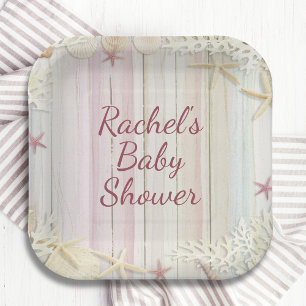 Tropical Beach Seashell Baby Dusche Boho Chic Pappteller