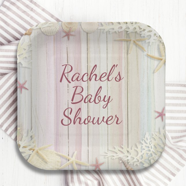 Tropical Beach Seashell Baby Dusche Boho Chic Pappteller (Von Creator hochgeladen)