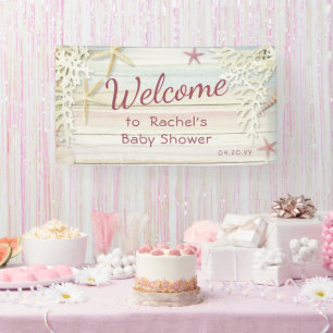 Tropical Beach Seashell Modern Boho Baby Dusche Banner