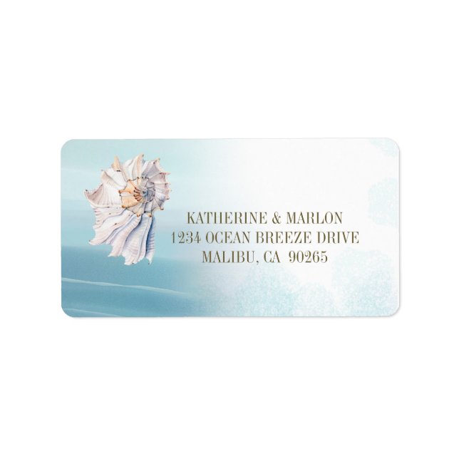 Tropical Beach Seashell Watercolor Rücksendeadress Adressaufkleber (Vorne)