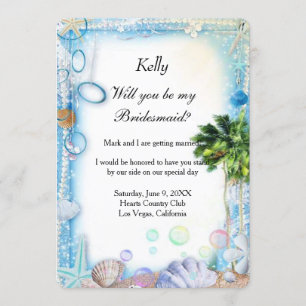 Tropical Beach Seashell Wedding Bridesmaids Card Einladung