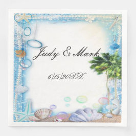 Tropical Beach Seashell Wedding Paper Napkins Serviette
