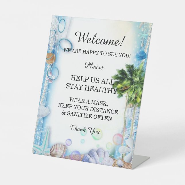 Tropical Beach Seashell Wedding Safety Sockelschild (Vorderseite)