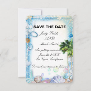 Tropical Beach Seashell Wedding speichert die Datu Save The Date