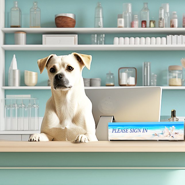 Tropical Beach Seashells Sand Namensplakette (Von Creator hochgeladen)