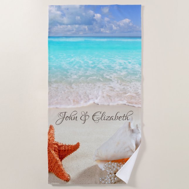 Tropical Beach Seashells Strandtuch (Vorderseite)
