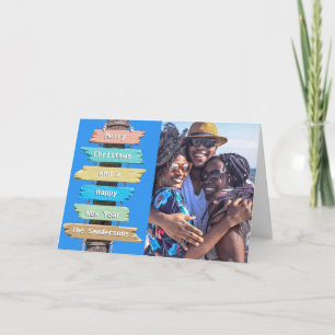 Tropical Beach Sign Foto Weihnachtsfeiertag Feiertagskarte