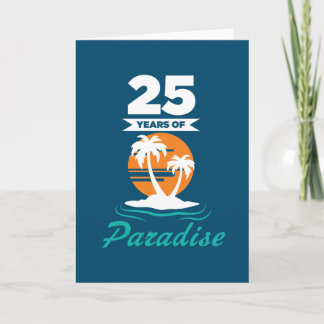 Tropical Beach Silver 25. Hochzeitstag Karte