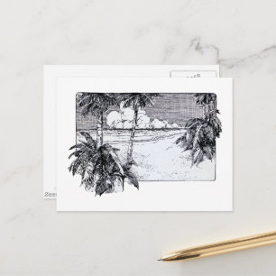 Tropical Beach South Wind Vintage Kunst Postkarte