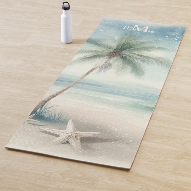 Tropical Beach Star Palm Tree Zen Name Monogram Yogamatte (Beispiel)