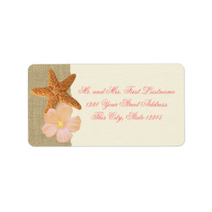 Tropical Beach Starfish und Hibiskus Adressaufkleber