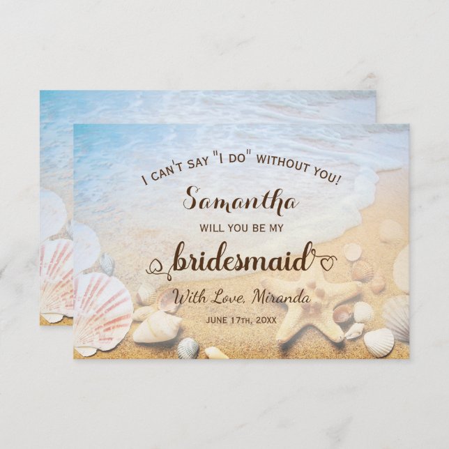Tropical Beach Starfish Wedding Bridesmaid Einladung (Vorne/Hinten)