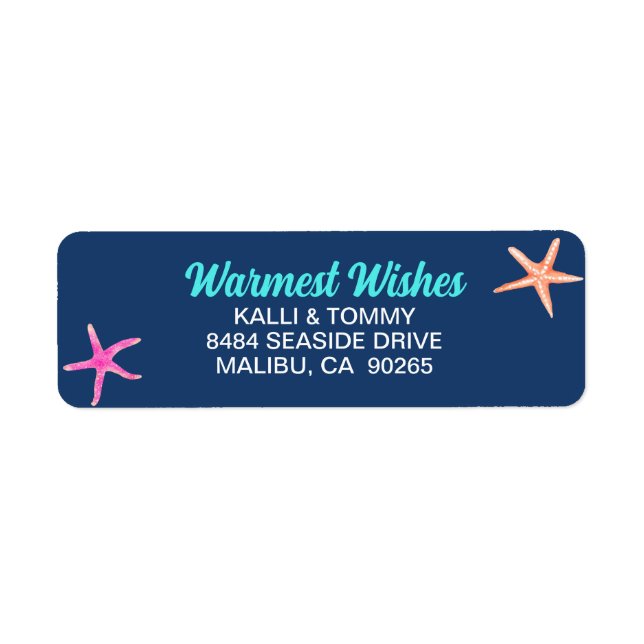 Tropical Beach Starfish Weihnachts-Rücksendeadress (Vorne)