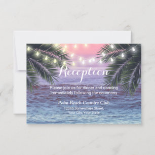 Tropical Beach String Lights Hochzeitsempfang Einladung