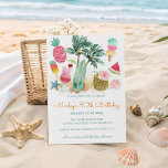 Tropical Beach Summer Fun Geburtstagsparty Einladung<br><div class="desc">Im Sommer und im Surf-Thema Geburtstagsfeier für Erwachsene: Aquarellpalmen,  Surfbretter,  tropische Cocktails,  Eis,  Ananas,  Muscheln und eine Wassermelone. Ideal für Beachbash & Hawaiian Luau Themenfeiern. Hier als Geburtstagsfeier eingeladen,  aber Sie können es einfach für jeden Anlass personalisieren (Pool Party,  Luau,  GRILLEN,  etc.). Kunst von KL Stock.</div>