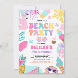 Tropical Beach Summer Ocean Birthday Party Einladung