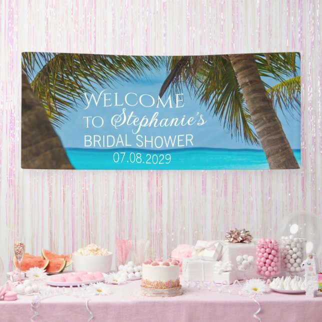 Tropical Beach Summer Palm Tree Brautparty Banner (Party)
