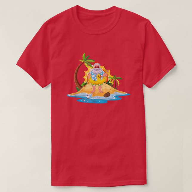 Tropical Beach Summer Sunset Funny Weihnachten T-Shirt (Design vorne)